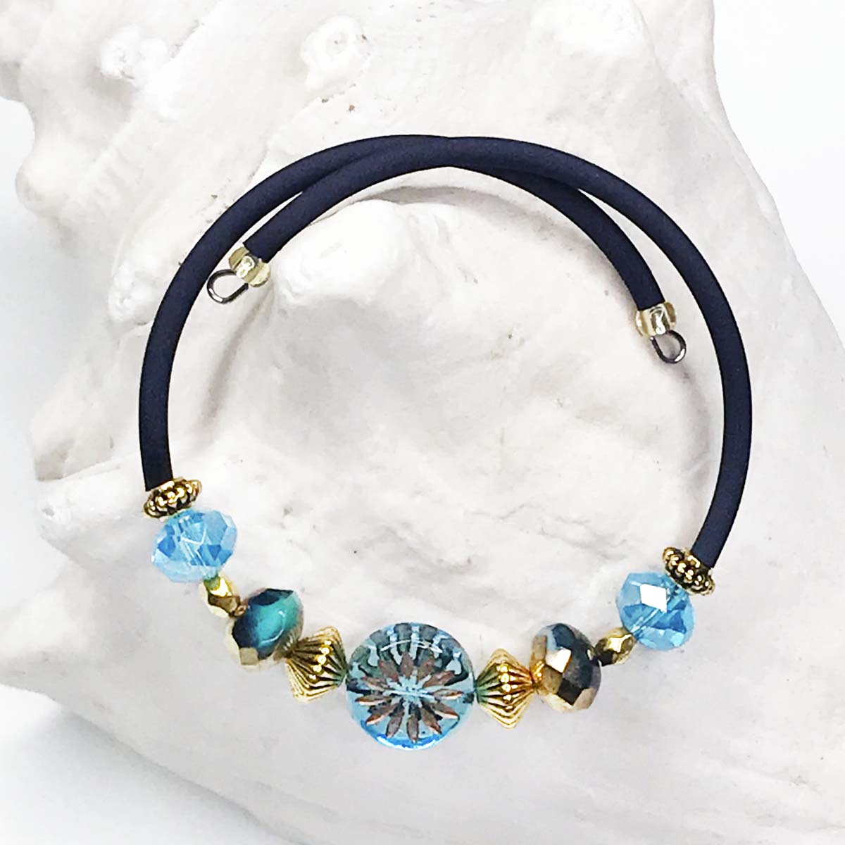 Aqua Czech Glass Bracelet