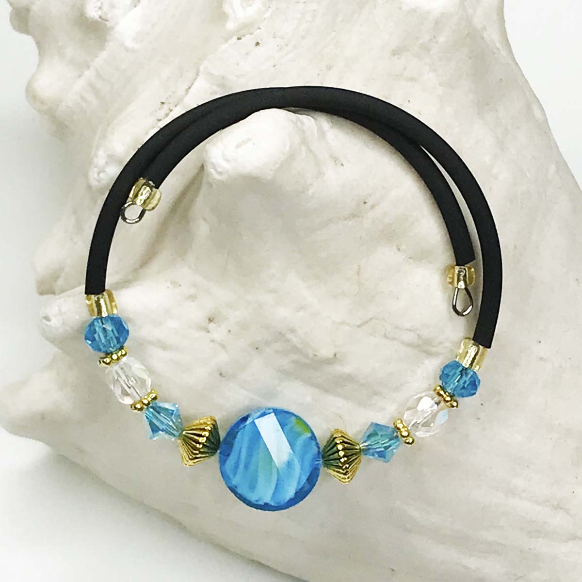 Blue and Gold Glass Bracelet