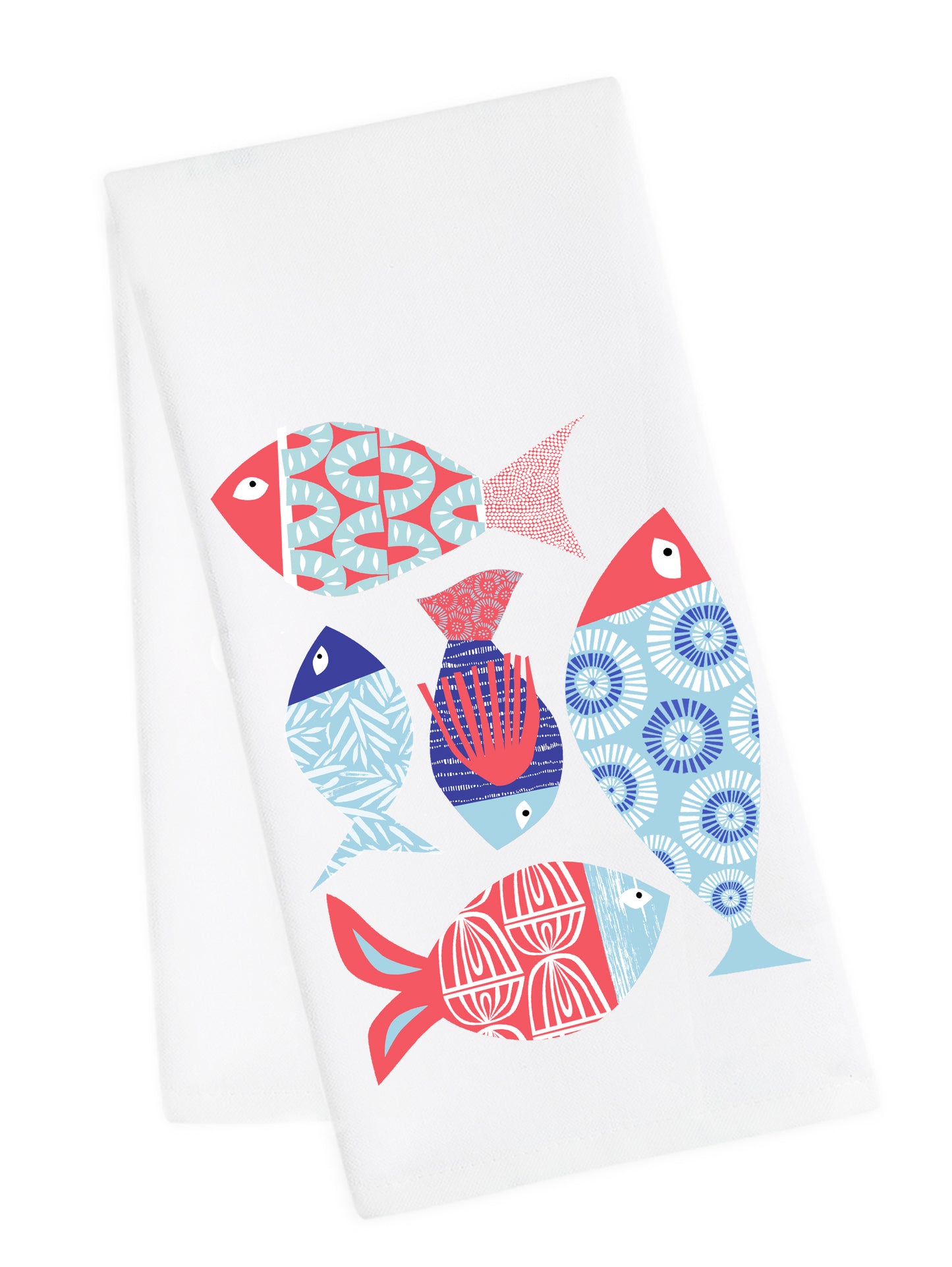 Fish, Pelican, Crab Coastal Tea Towel