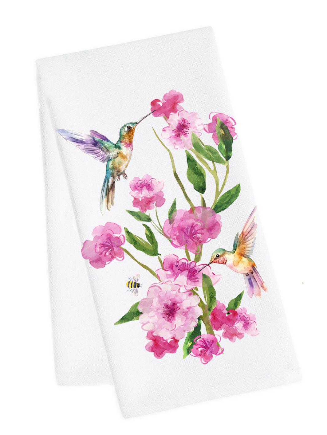Pink Blossom Hummer Tea Towel
