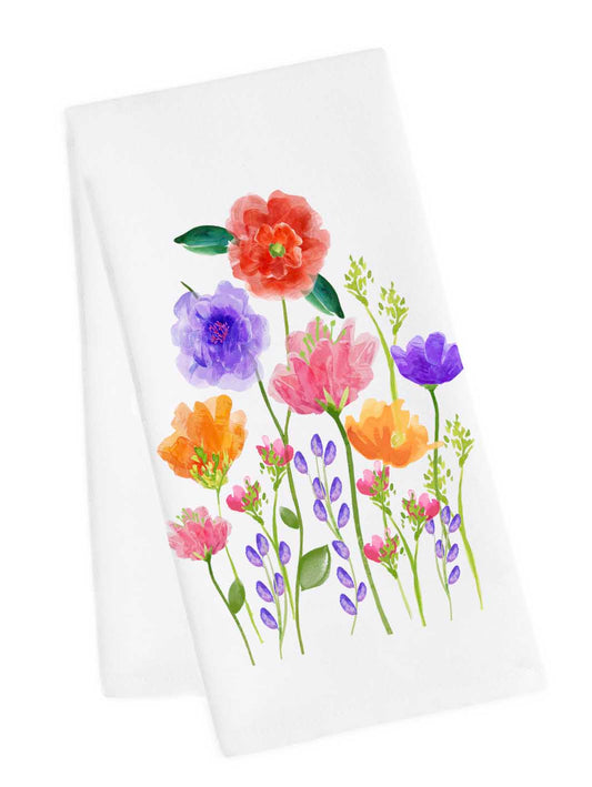 Watercolor Floral Tea Towel