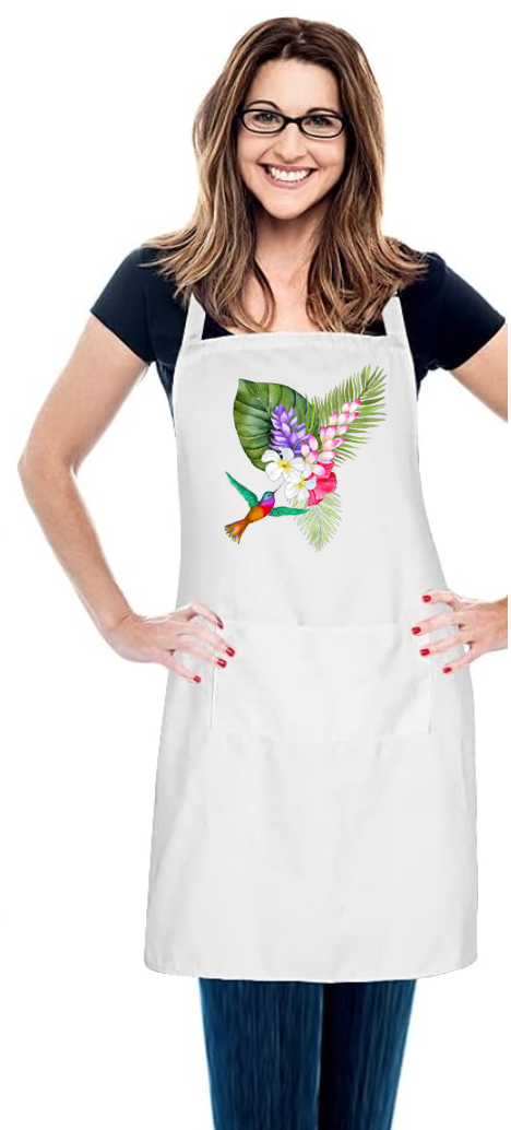Plumeria Hummingbird Apron