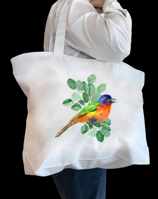 Abstract Painted Bunting Tote Bag