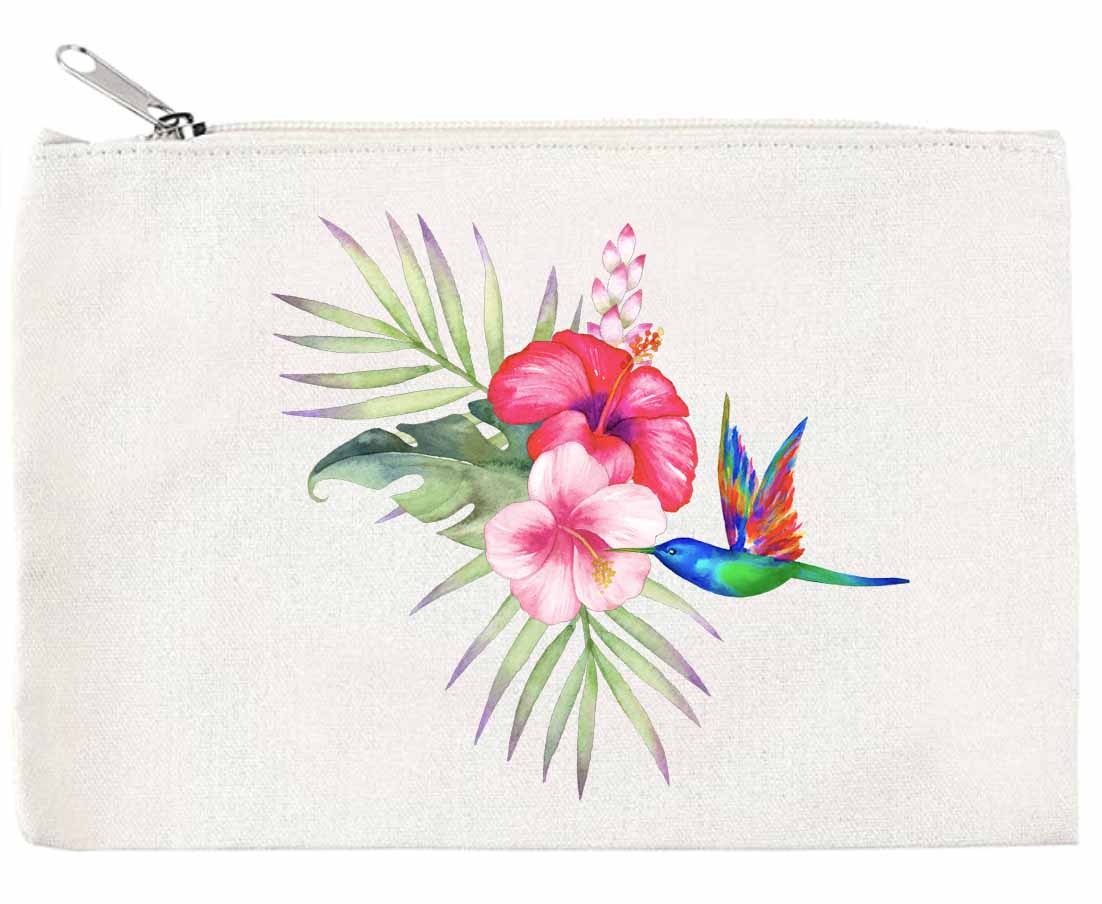 Hibiscus Hummingbird Zippered Pouch