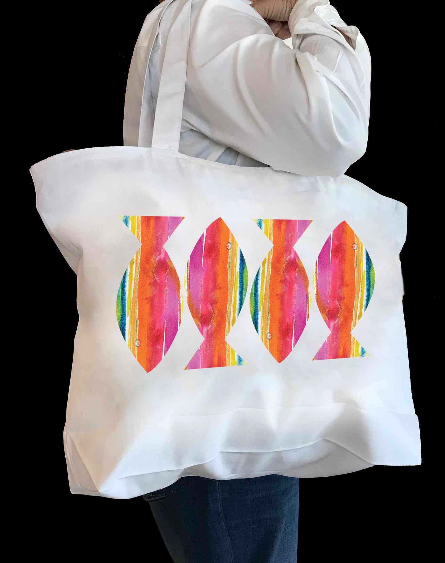 Striped Fish Tote Bag