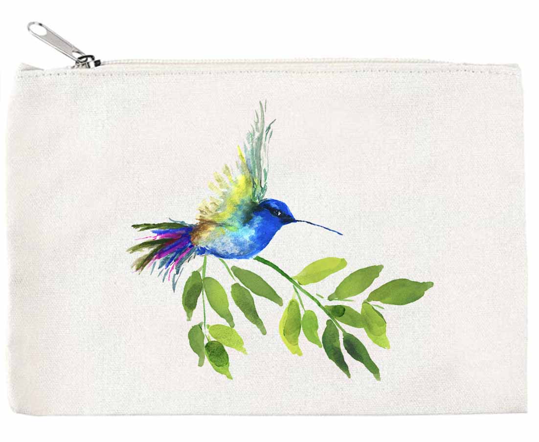 Blue Hummingbird Zippered Pouch