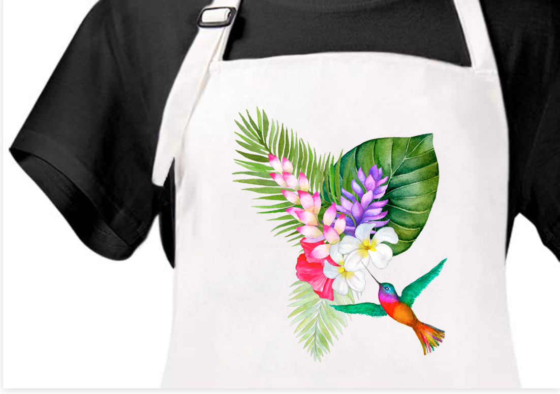 Plumeria Hummingbird Apron