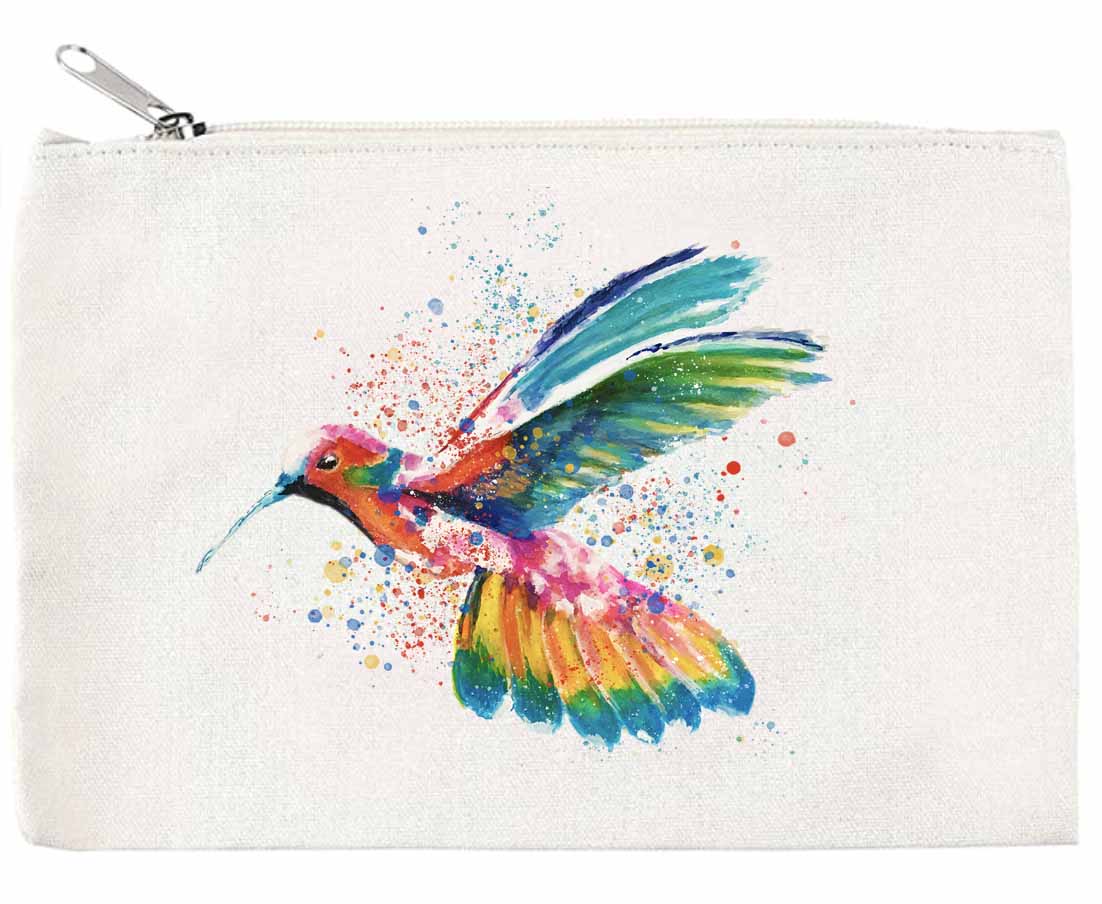 Splattered Hummingbird Zippered Pouch
