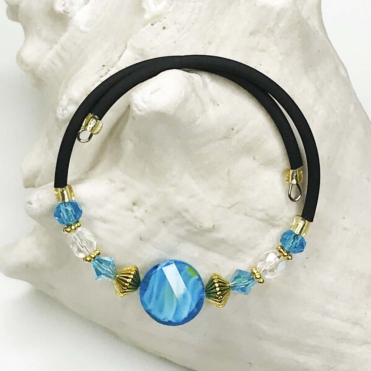 Blue and Gold  Glass Bracelet