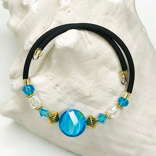 Blue and Gold  Glass Bracelet