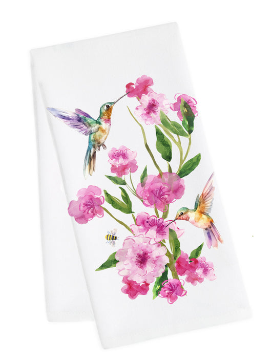 Pink Blossom Hummer Tea Towel