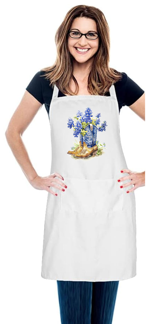 Bluebonnet and Cowboy Boot Apron