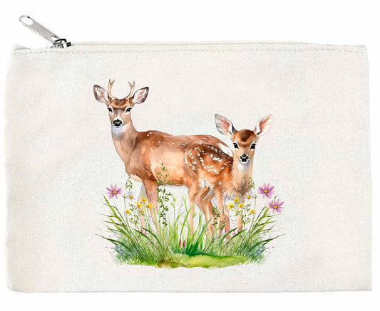 Deer in Flower Zippered Pouch