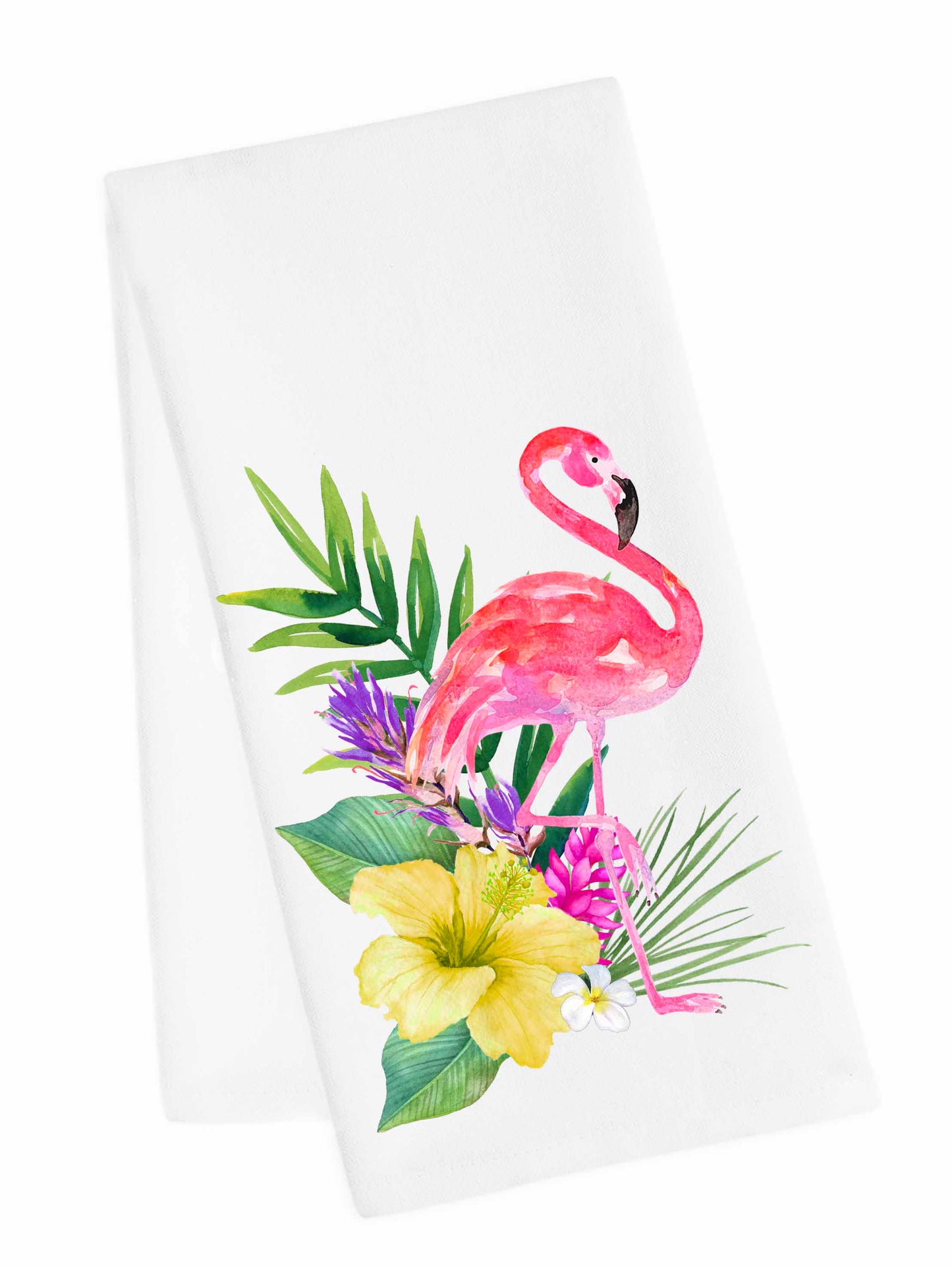 Flamingo Hibiscus Tea Towel