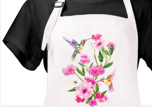 Pink Blossom Hummingbird Apron