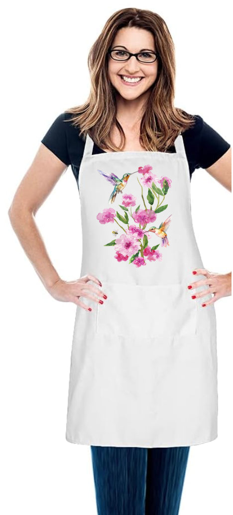 Pink Blossom Hummingbird Apron