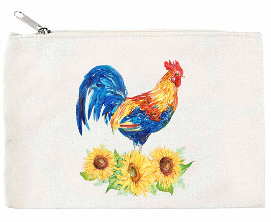 Rooster and Sunflower Zippered Pouch