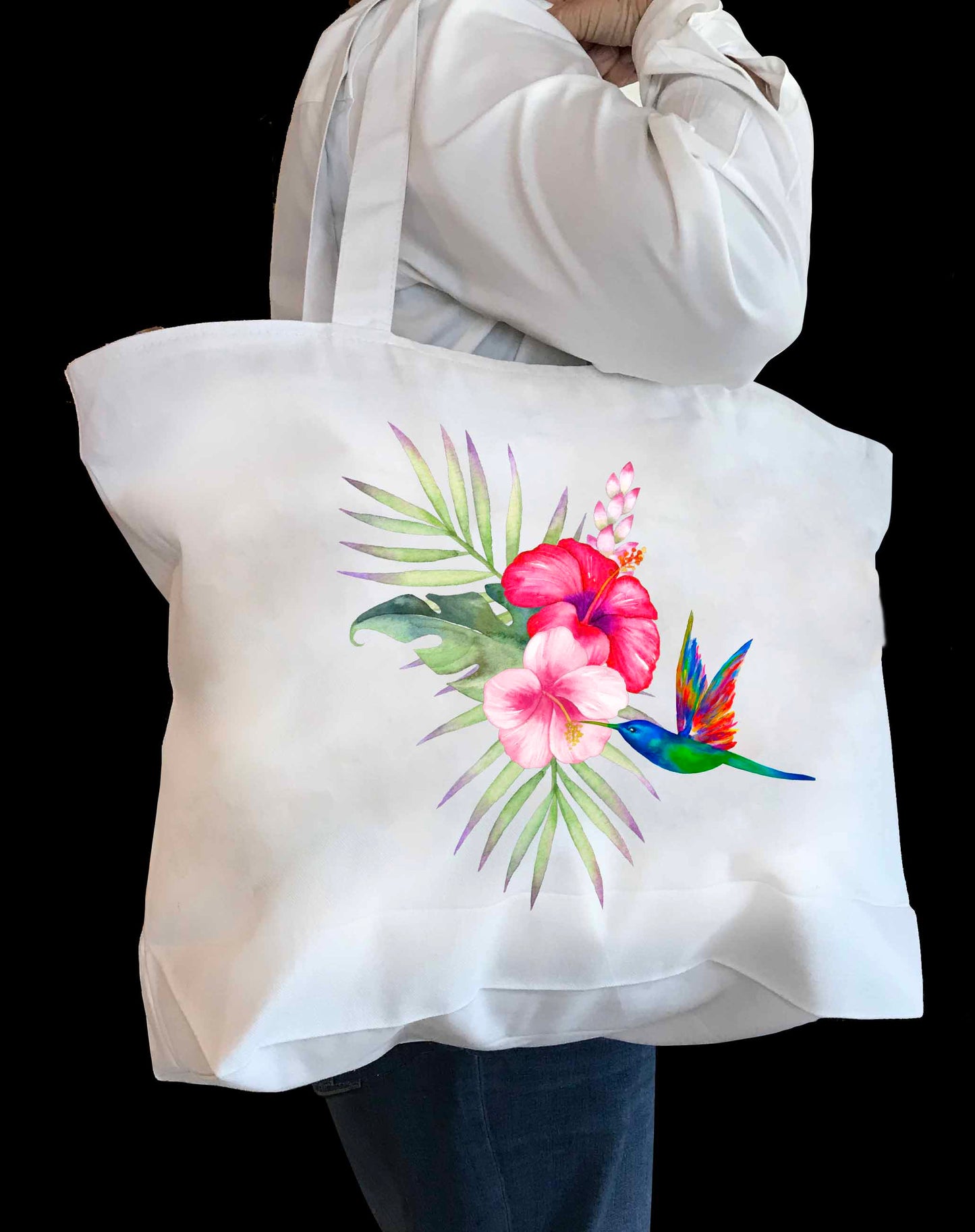 Hibiscus Hummingbird Tote Bag