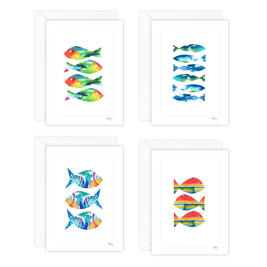Watercolor Fish Greeting Card Set