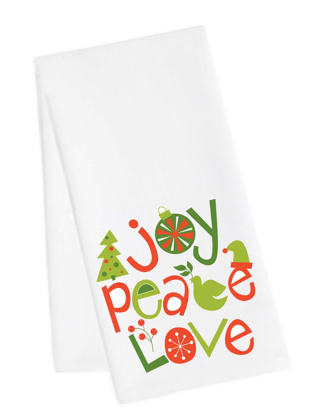 Holiday Joy, Peace, Love Tea Towel