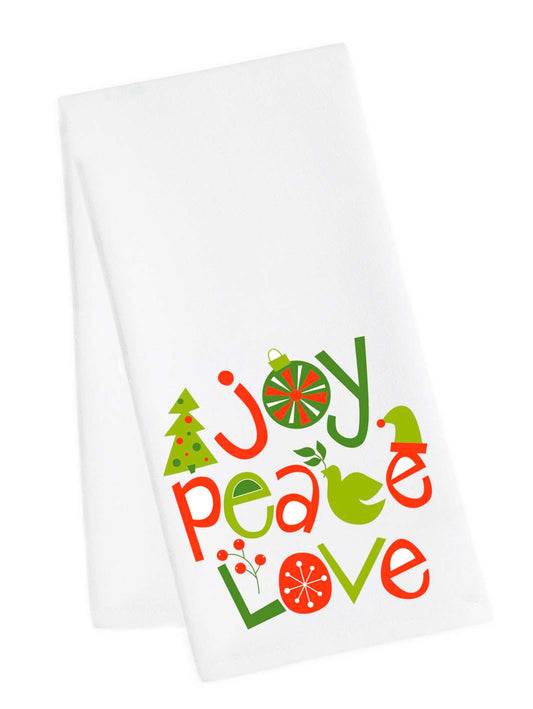Holiday Joy, Peace, Love Tea Towel